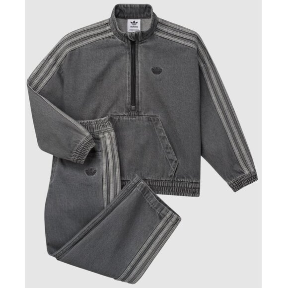 adidas Originals Kids Denim Pants and Jacket Crew Set, Grey Size 2XS (6), Unisex - Picture 3 of 9